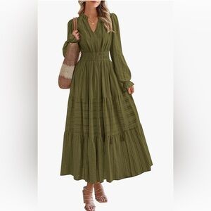 Chic Long Sleeve Olive Dress